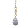 18ct Yellow Gold Baroque Black Cultured Pearl and Diamond Drop Pendant Necklace 1.02ct