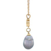 18ct Yellow Gold Baroque Black Cultured Pearl and Diamond Drop Pendant Necklace 1.02ct