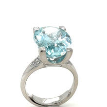 Load image into Gallery viewer, Cerrone Aquamarine & Diamond Oval Ring 11.12ct