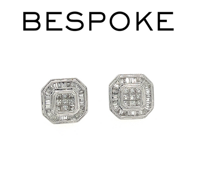 Bespoke Square Cut Diamond Earrings 0.75ct