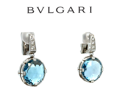 Bvlgari Parentesi Cocktail White Gold Blue Topaz and Diamond Earrings