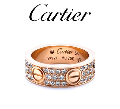 Cartier 18ct Rose Gold Love Classic Pavé Diamond Ring 0.70ct