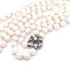 14ct White Gold Double Strand Cultured Pearl Necklace with Diamonds 0.26ct