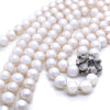 14ct White Gold Double Strand Cultured Pearl Necklace with Diamonds 0.26ct