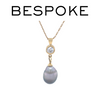 18ct Yellow Gold Baroque Black Cultured Pearl and Diamond Drop Pendant Necklace 1.02ct