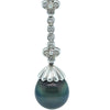 18ct White Gold Tahitian Pearl and Diamond Necklace 1.20ct 35.17g
