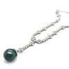 18ct White Gold Tahitian Pearl and Diamond Necklace 1.20ct 35.17g