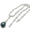 18ct White Gold Tahitian Pearl and Diamond Necklace 1.20ct 35.17g