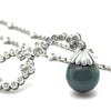 18ct White Gold Tahitian Pearl and Diamond Necklace 1.20ct 35.17g