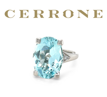 Load image into Gallery viewer, Cerrone Aquamarine & Diamond Oval Ring 11.12ct