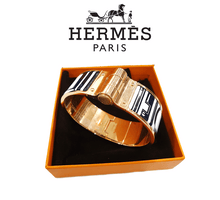 Load image into Gallery viewer, Hermes Hinged Bracelet - Black &amp; White - Luxury Brand Jewellery