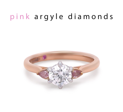 Pink argyle diamond 18ct White & Rose Gold Trilogy Ring 0.79ct