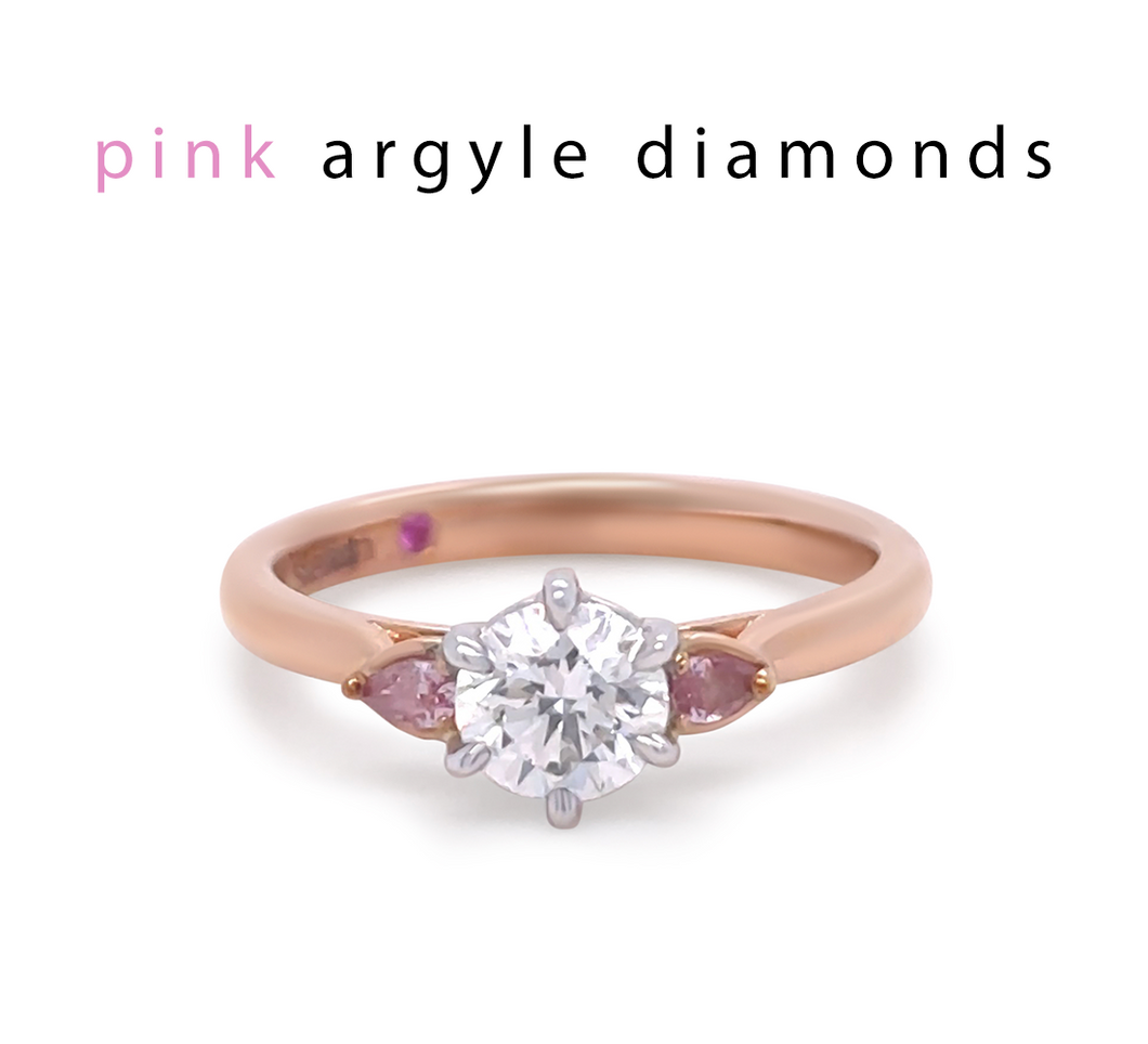 Pink argyle diamond 18ct White & Rose Gold Trilogy Ring 0.79ct