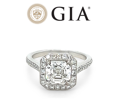 GIA White Gold Asscher Cut Engagement Ring 1.56ct