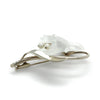 14ct White Gold Austrian Rock Crystal Cultured Pearl and Diamond Floral Brooch 11.93g