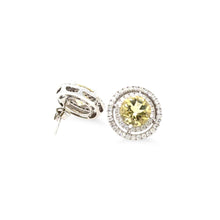 Load image into Gallery viewer, 14ct White Gold Heliodor &amp; Diamond Stud Earrings 4.37ct 4.63g