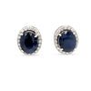 14ct White Gold Sapphire & Diamond Stud Earrings 7.56ct 4.66g