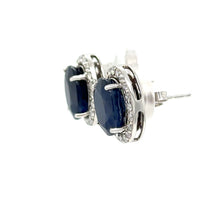 Load image into Gallery viewer, 14ct White Gold Sapphire &amp; Diamond Stud Earrings 7.56ct 4.66g