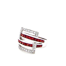 Load image into Gallery viewer, 14ct White Gold Garnet and Diamond Ring 0.26ct 6.35g