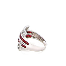 Load image into Gallery viewer, 14ct White Gold Garnet and Diamond Ring 0.26ct 6.35g