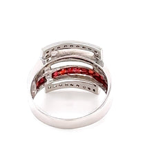 Load image into Gallery viewer, 14ct White Gold Garnet and Diamond Ring 0.26ct 6.35g