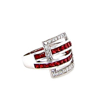 Load image into Gallery viewer, 14ct White Gold Garnet and Diamond Ring 0.26ct 6.35g