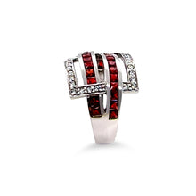 Load image into Gallery viewer, 14ct White Gold Garnet and Diamond Ring 0.26ct 6.35g