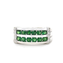 Load image into Gallery viewer, 14ct White Gold Tsavorite Garnet and Diamond Ring 7.59g