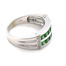 Load image into Gallery viewer, 14ct White Gold Tsavorite Garnet and Diamond Ring 7.59g