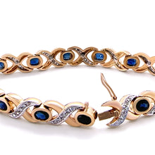 Load image into Gallery viewer, 14ct Yellow Gold Sapphire and Diamond Bracelet 0.56ct 20.13g