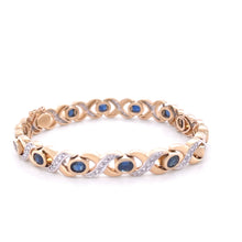 Load image into Gallery viewer, 14ct Yellow Gold Sapphire and Diamond Bracelet 0.56ct 20.13g