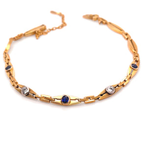 14ct Yellow Gold Sapphire and Diamond Bracelet 0.69ct 9.83g