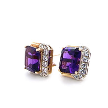 Load image into Gallery viewer, 14ct Yellow and White Gold Amethyst and Diamond Earrings 8.80ct 10.62g