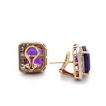Load image into Gallery viewer, 14ct Yellow and White Gold Amethyst and Diamond Earrings 8.80ct 10.62g