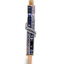 Load image into Gallery viewer, 14ct Yellow and White Gold Sapphire and Diamond Hinged Bracelet 0.38ct 16g