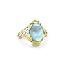 14ct Yellow and Green Gold Aquamarine Floral Ring 3.75ct