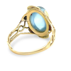 14ct Yellow and Green Gold Aquamarine Floral Ring 3.75ct