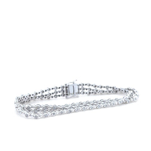 18ct White Gold Three-Row Diamond Bracelet 3.40ct 21.85g