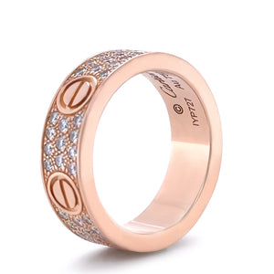 Cartier 18ct Rose Gold Love Classic Pavé Diamond Ring 0.70ct