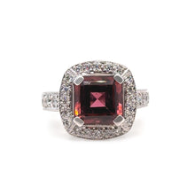 Load image into Gallery viewer, 18ct White Gold Dark Pink Tourmaline &amp; Diamond Cluster Ring 5.50ct 14.2g