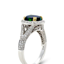 Load image into Gallery viewer, 18ct White and Yellow Gold Black Opal and Diamond Ring 3.57ct 6.52g