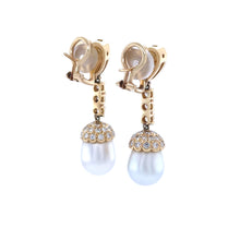 Load image into Gallery viewer, 18ct Yellow Gold South Sea Pearl and Diamond Drop Earrings 1.80ct