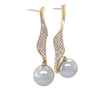 18ct Yellow Gold Autore Golden South Sea Pearl and Diamond Twist Drop Earrings 1.00ct