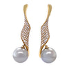 18ct Yellow Gold Autore Golden South Sea Pearl and Diamond Twist Drop Earrings 1.00ct