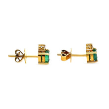 Load image into Gallery viewer, 18ct Yellow Gold Emerald &amp; Diamond Stud Earrings 1.06ct 2.41g