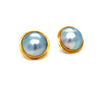 18ct Yellow Gold Mabe Tahitian Pearl Earrings 17mm 10.26g