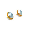 18ct Yellow Gold Mabe Tahitian Pearl Earrings 17mm 10.26g