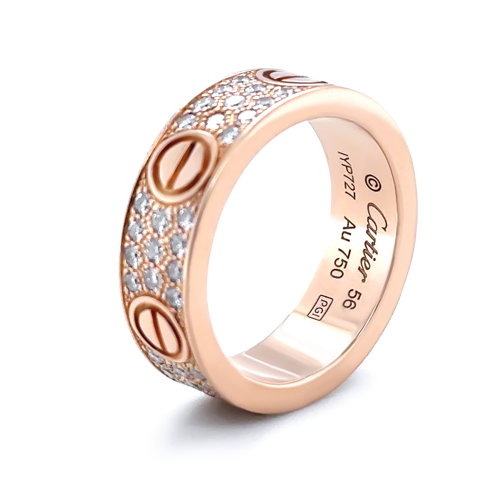 Cartier 18ct Rose Gold Love Classic Pavé Diamond Ring