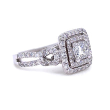 Load image into Gallery viewer, 18ct White Gold Princess Cut Diamond Halo Ring 1.85ct 6.3g
