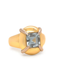 Load image into Gallery viewer, 18ct Yellow and White Gold Aquamarine Retro Dress Ring 2.00ct